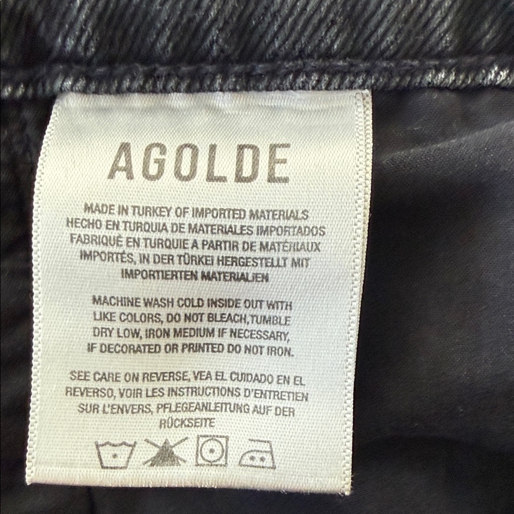 Agolde Reworked 90’s Belted Paperbag High Waisted Straight Leg Jeans Black Sz 27 - Picture 8 of 13
